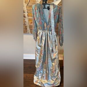 VTG William Pearson 70s Maxi Dress Size 8 Long balloon Sleeve flower Print funky